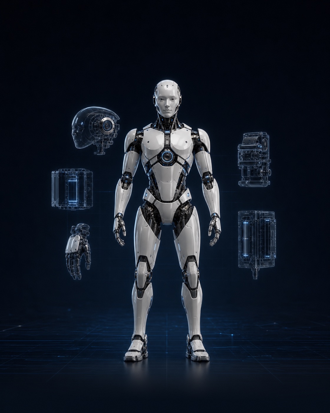 Concept humanoid platform shown with modular service components